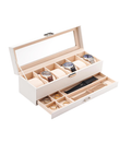 Boîte à Montres 2 Niveaux, 6 Emplacements avec Tiroir - Blanc