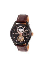 Montre Heritor automatique Sebastian – Acier Noir & Cuir Marron